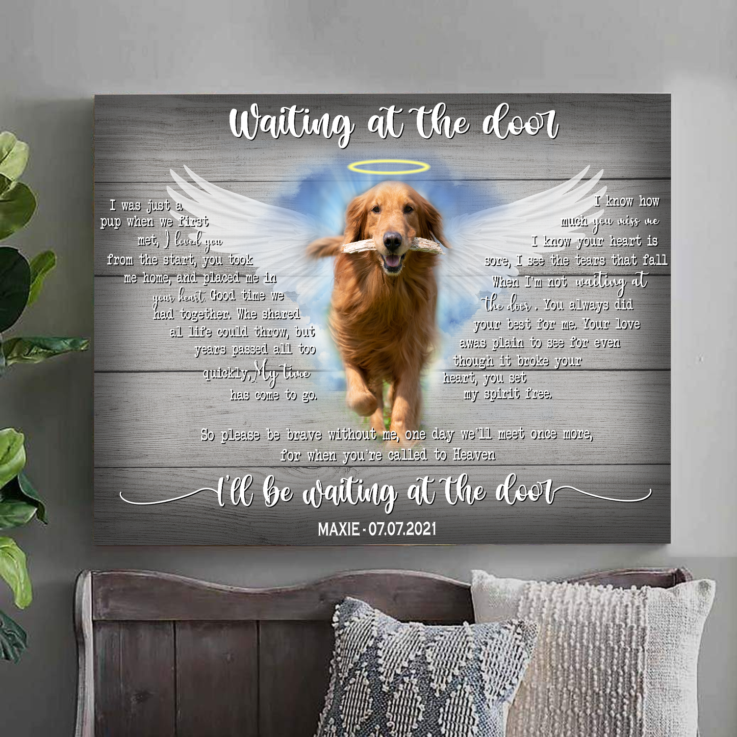 Waiting At The Door Memorial Dog Pet Lover Gift - Personalized Custom Canvas Poster