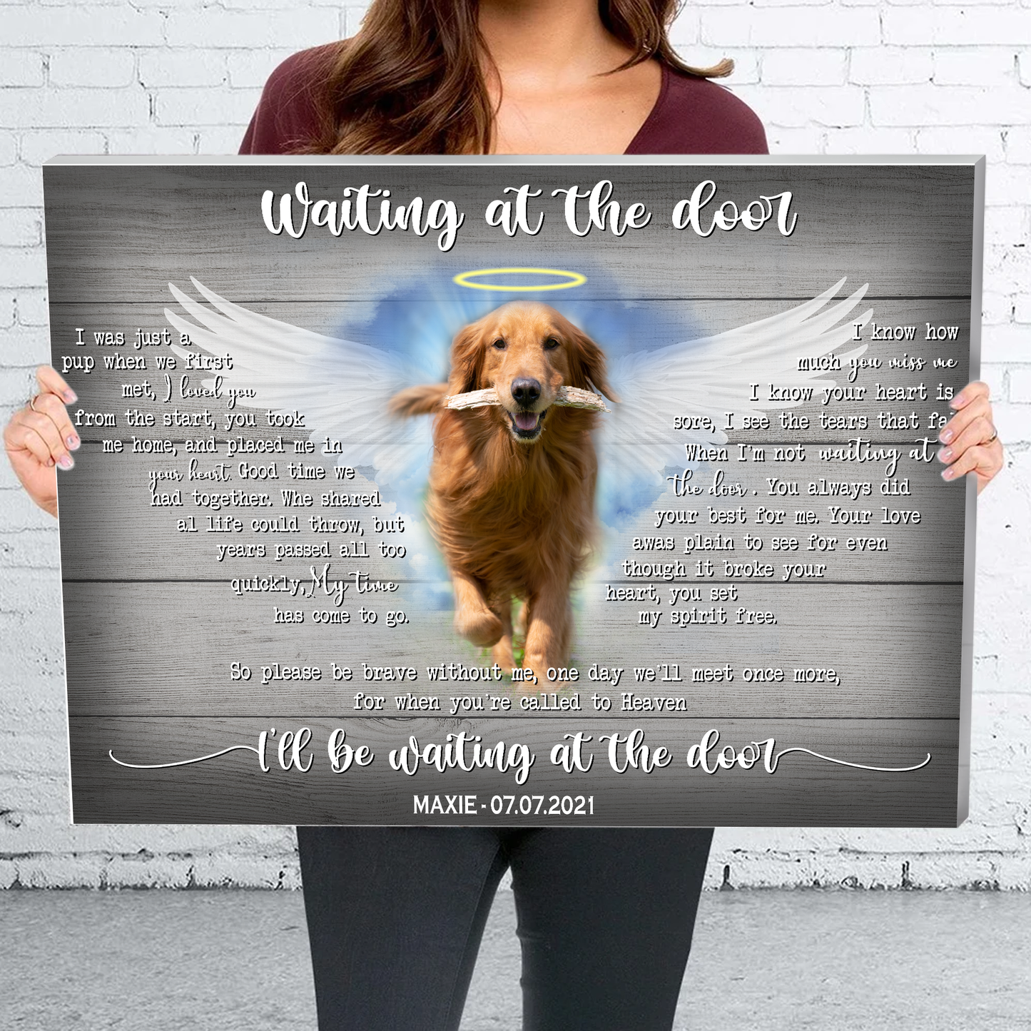 Waiting At The Door Memorial Dog Pet Lover Gift - Personalized Custom Canvas Poster