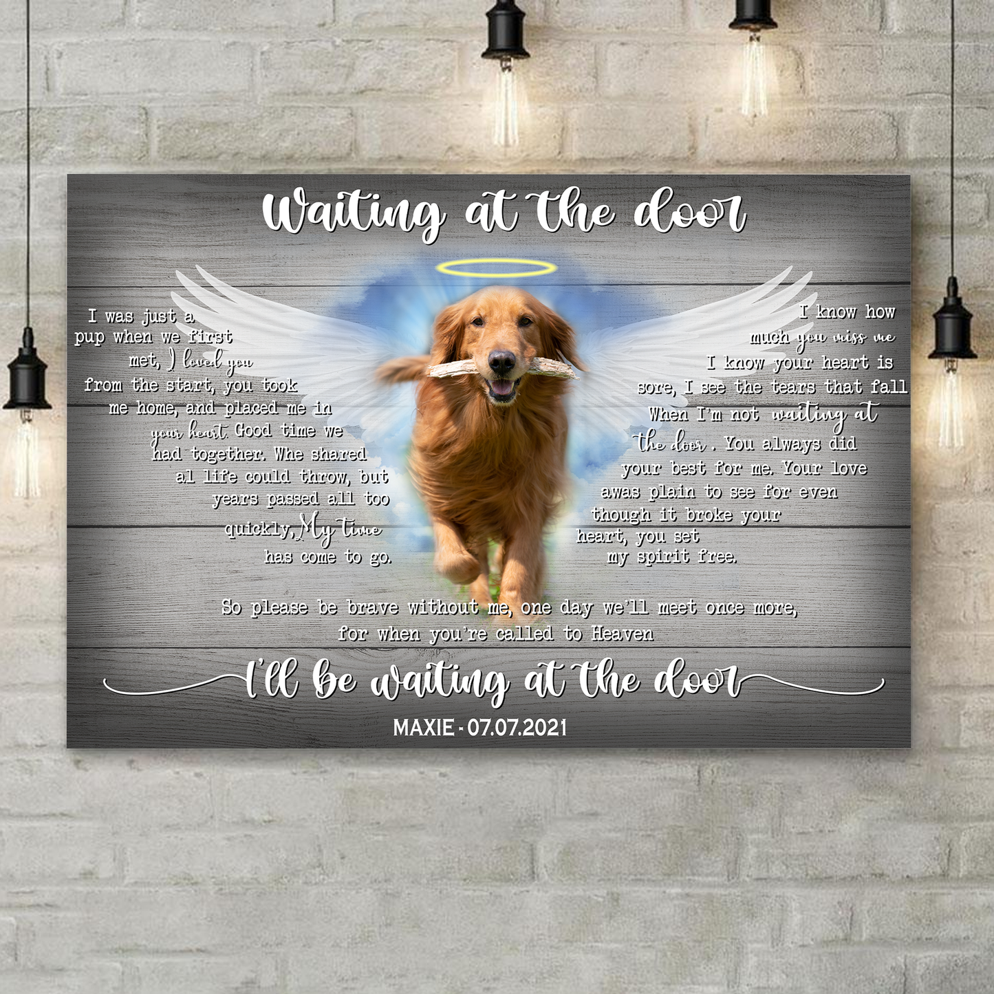 Waiting At The Door Memorial Dog Pet Lover Gift - Personalized Custom Canvas Poster