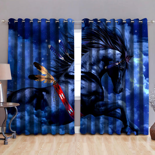 Blue Horse Art Blackout Thermal Grommet Window Curtains Pi090503 NM-NM-52'' x 63''-Vibe Cosy™