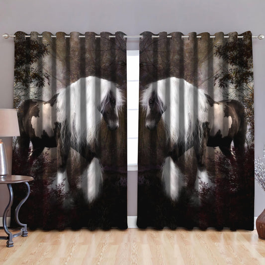 Black & White Horse Art Blackout Thermal Grommet Window Curtains Pi090508 NM-NM-52'' x 63''-Vibe Cosy™