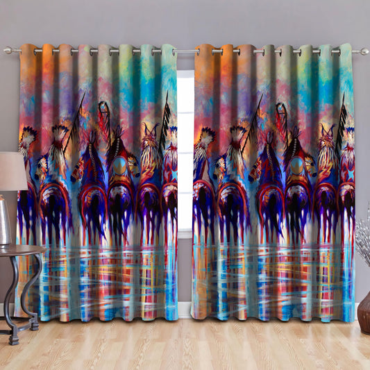 Warriors Native American Blackout Thermal Grommet Window Curtains Pi110502 - Amaze Style™-Curtains
