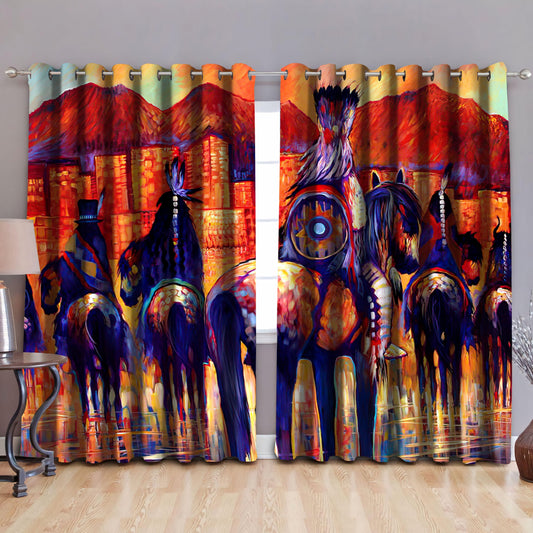 Warriors Native American Blackout Thermal Grommet Window Curtains Pi110503 - Amaze Style™-Curtains