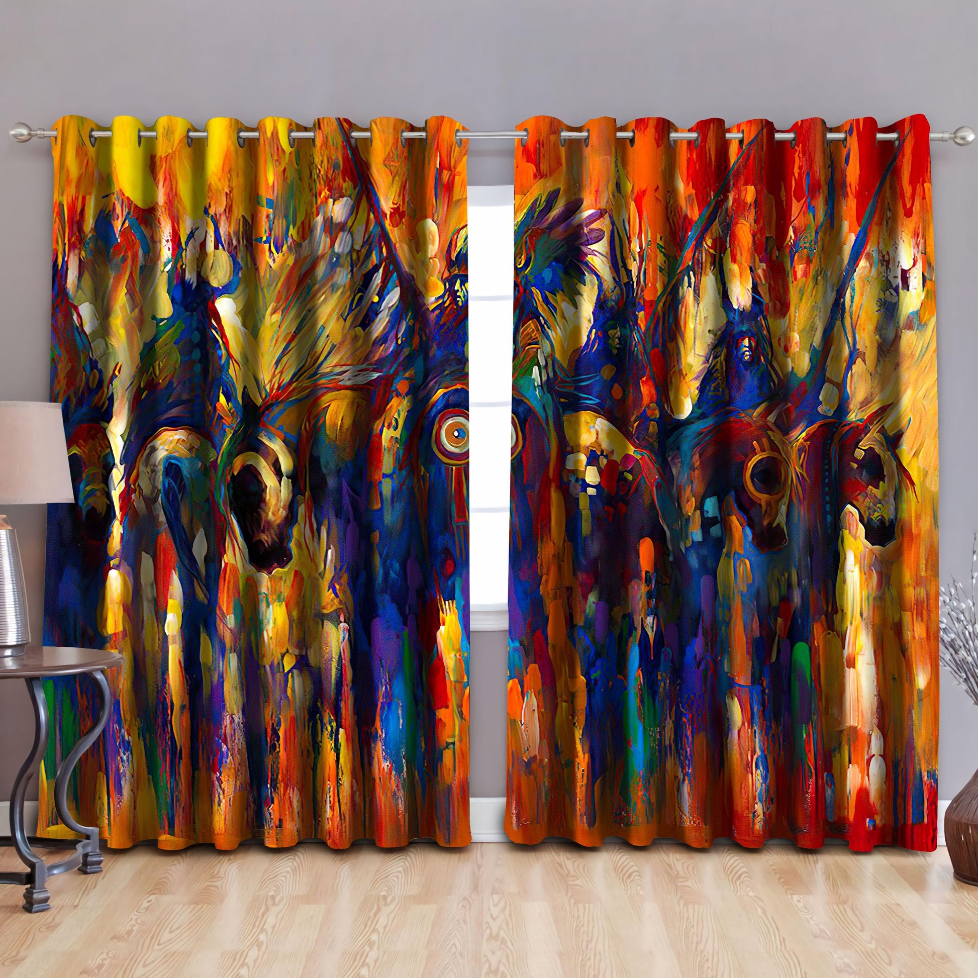 Warrior Native American Blackout Thermal Grommet Window Curtains Pi110504 - Amaze Style™-Curtains