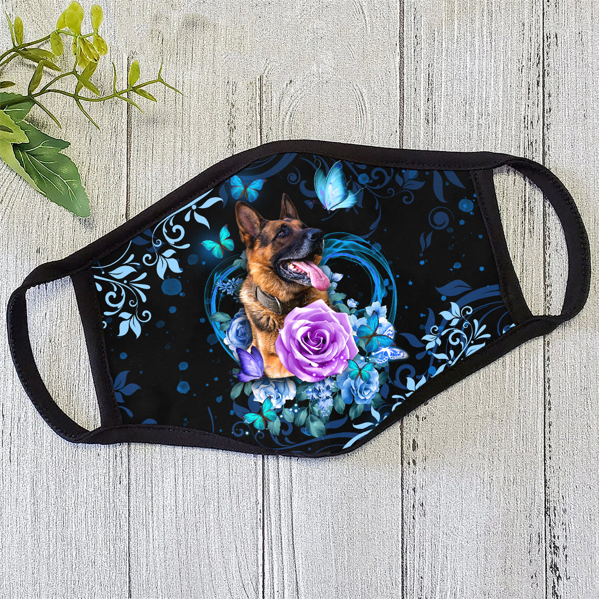 German Shepherd Butterfly Dog Face Mask DL