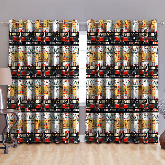 Ancient Egyptian Pattern Blackout Thermal Grommet Window Curtains Pi19062003