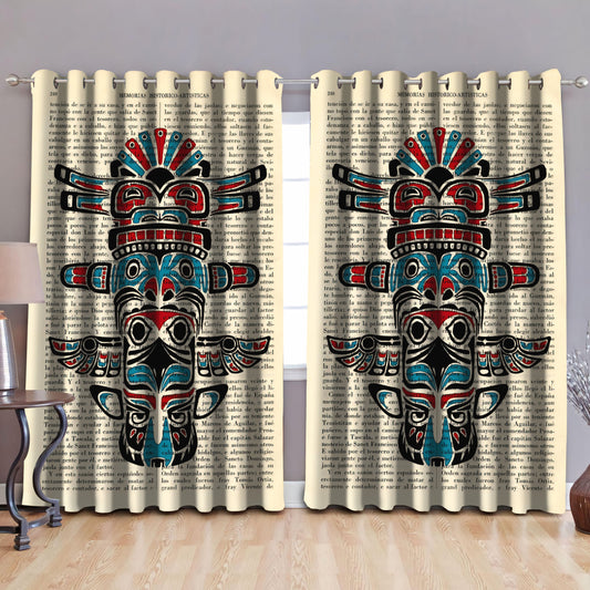 Aztec Native American Pattern Blackout Thermal Grommet Window Curtains Pi30052009