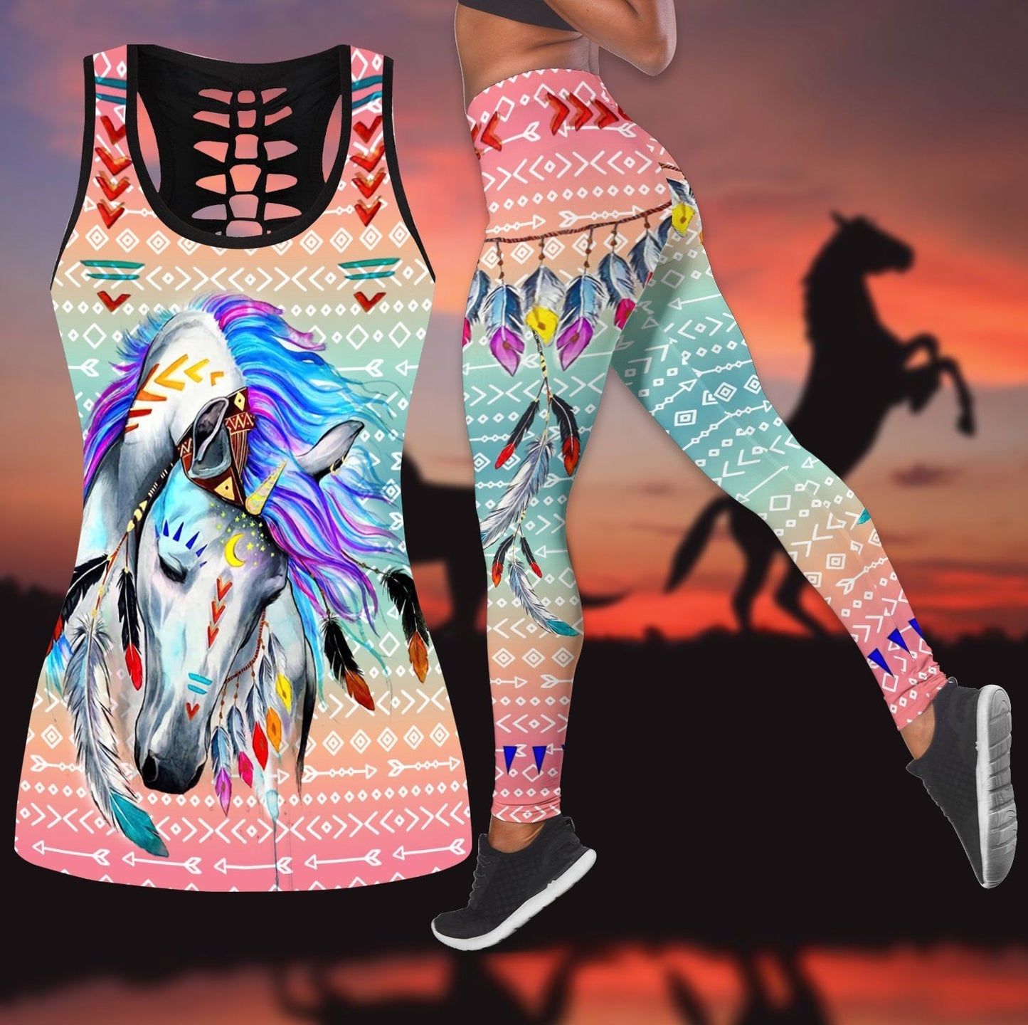 Beautiful Horse Combo Tank + Legging PiC060105B - Amaze Style™-Apparel