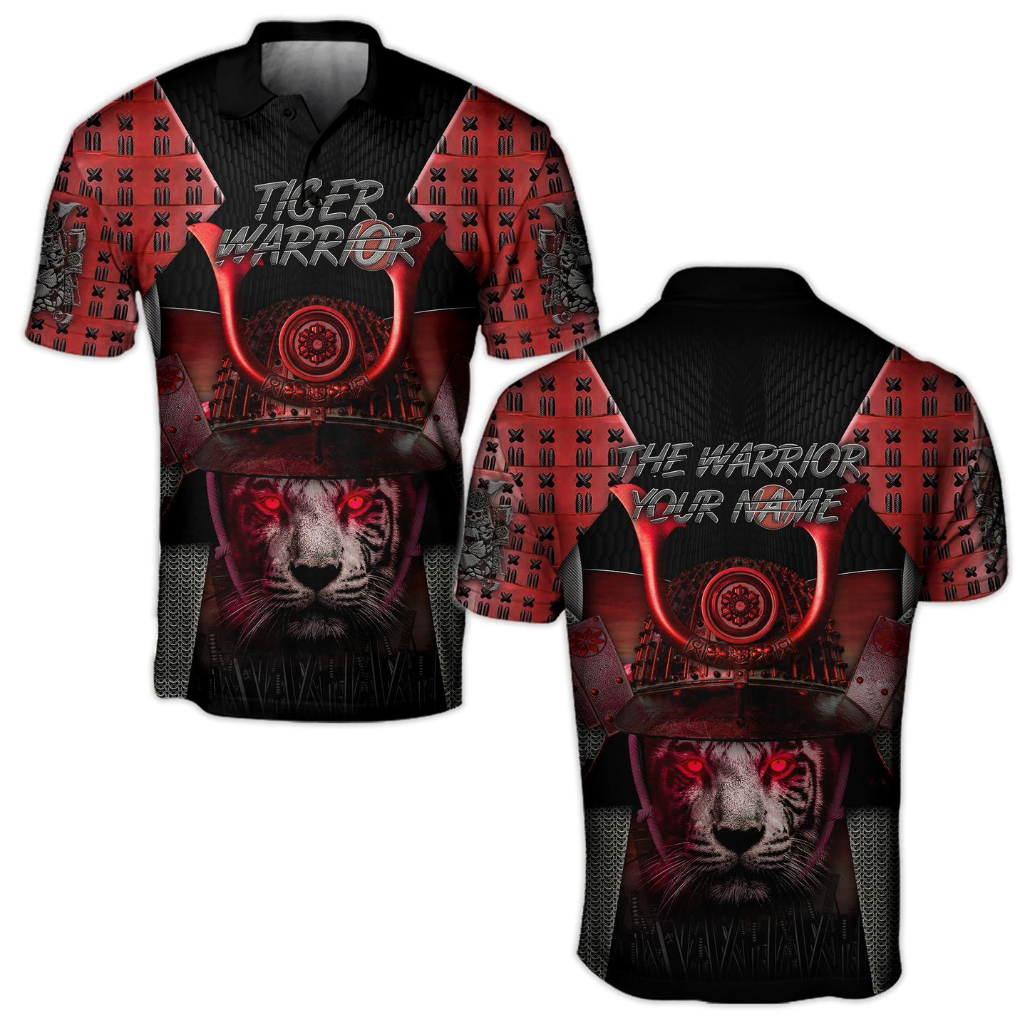 3D Tiger Samurai Warrior Custom Name Hoodie Shirt for Men and Women