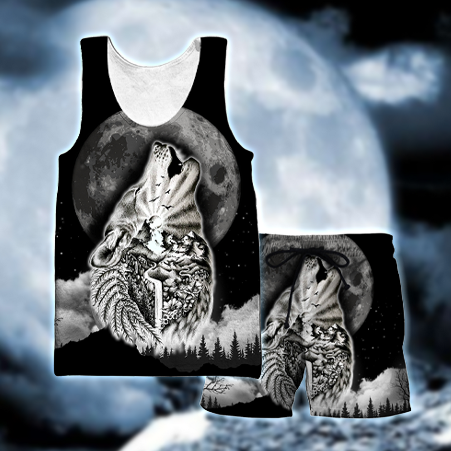 Wolf Spirit Tattoo Style 3D All Over Printed Tank Top Short by SUN QB05302002