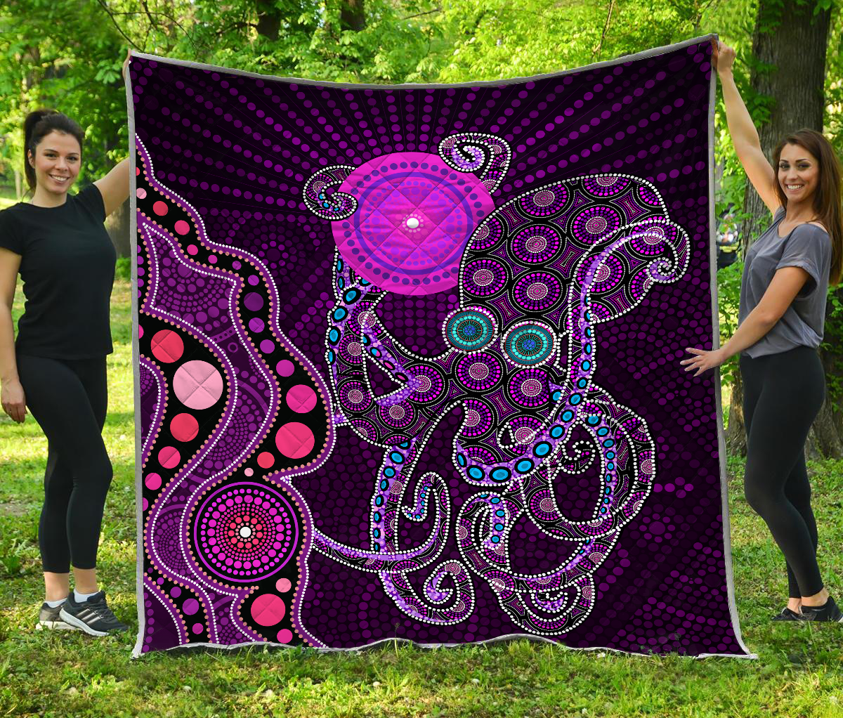 Aboriginal Decors Australian Gifts Purple Octopus Quilt