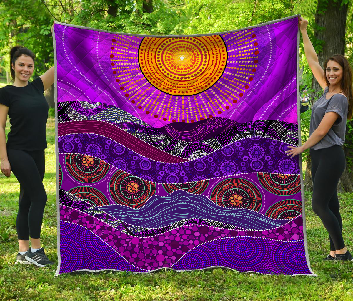 Aboriginal Decors Australian Gifts the purple sun Quilt