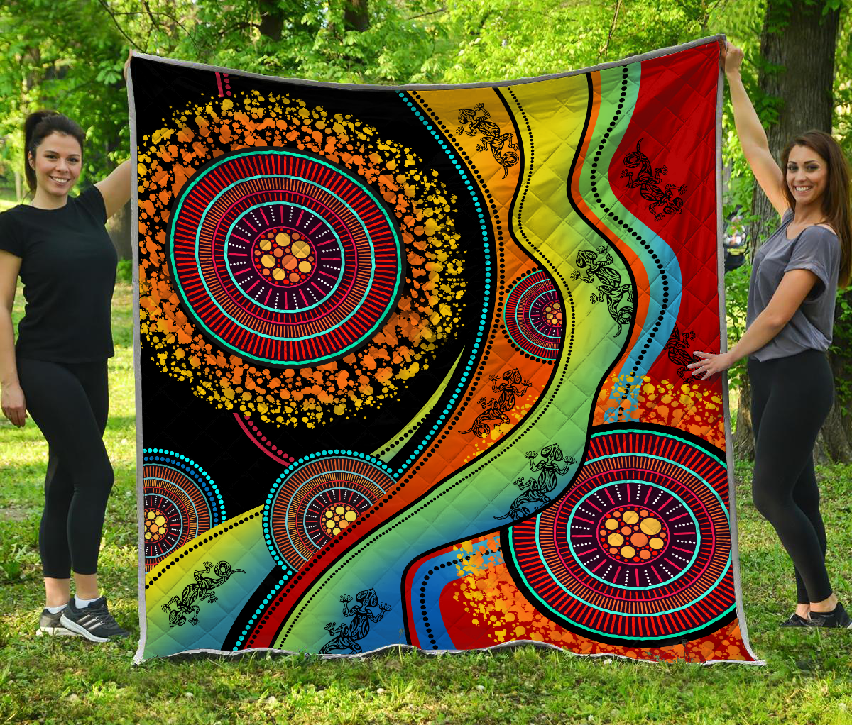 Aboriginal Decors Australian Gifts Lizards Dreamtime Quilt