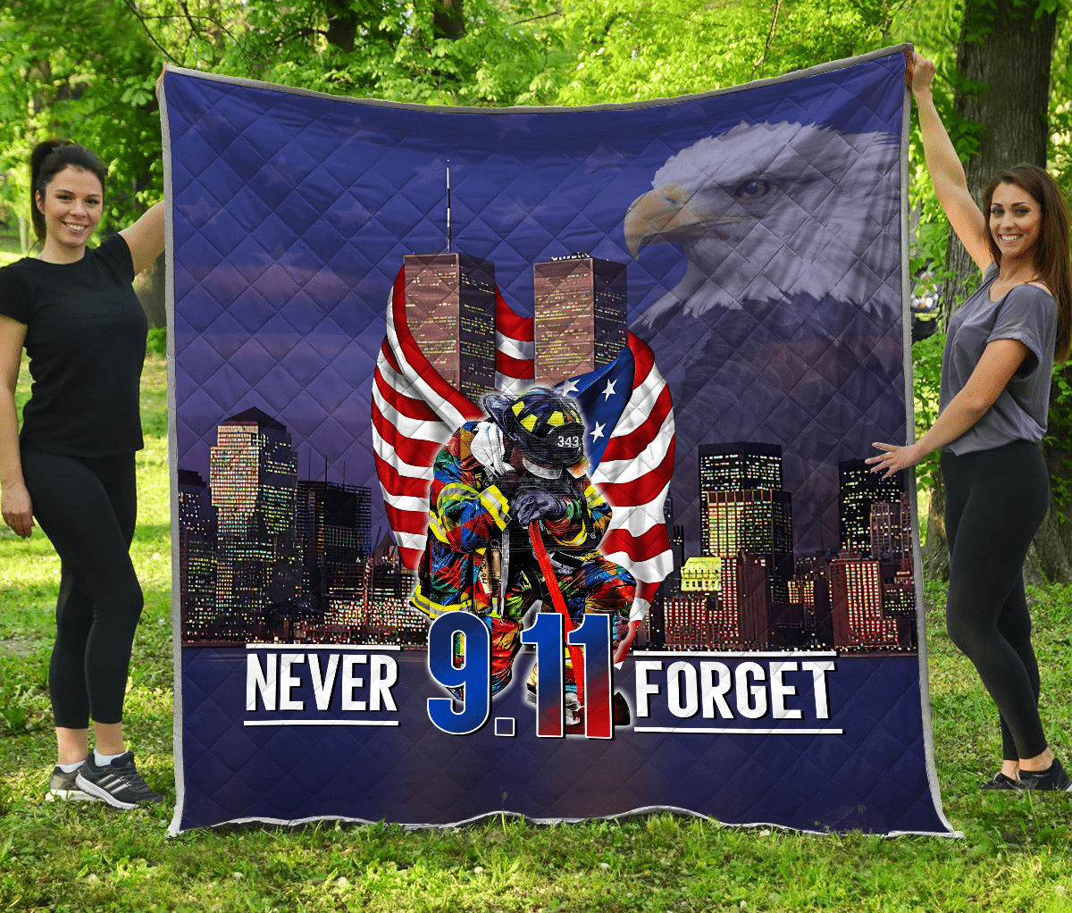 Never Forget Firefighter Quilt Blanket