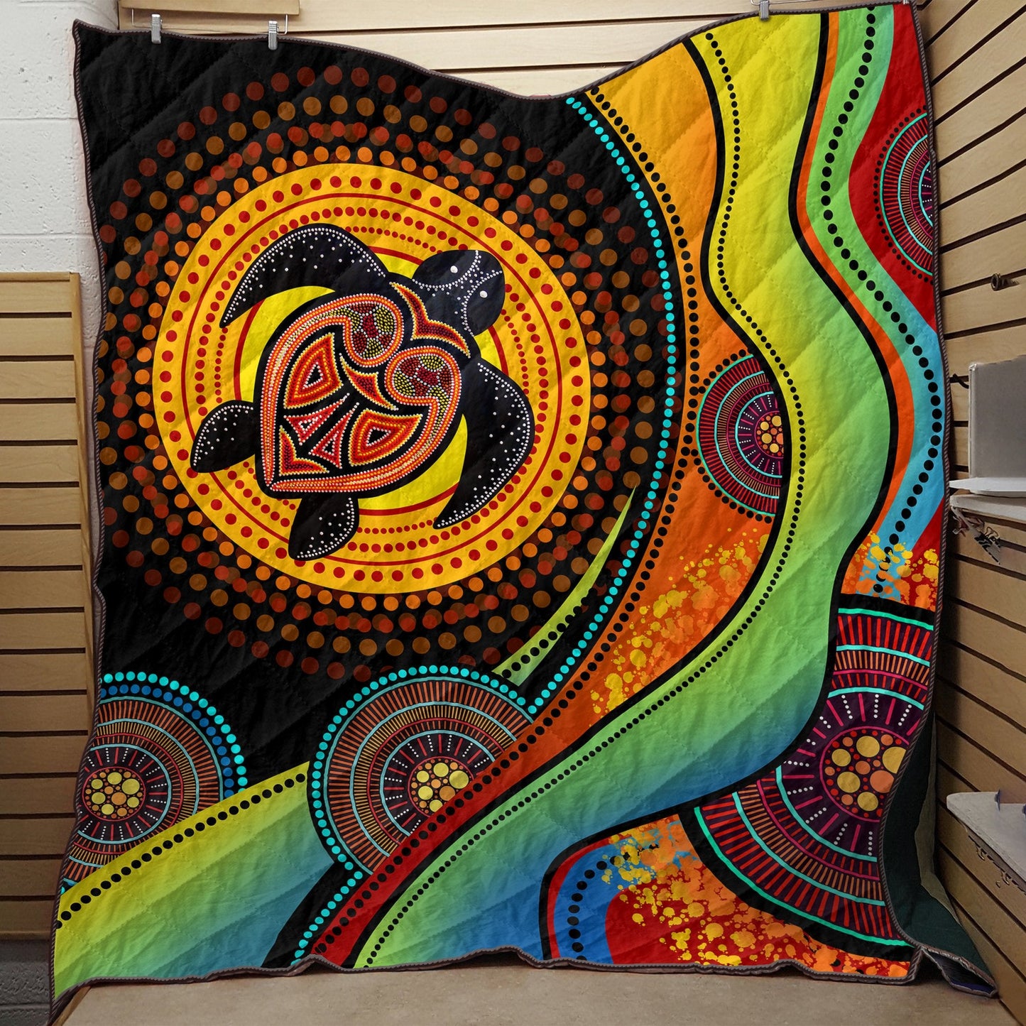 Aboriginal Decors Australian Gifts Green Turtle Quilt