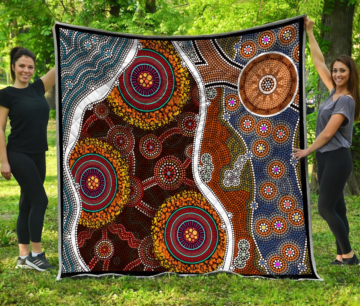 Aboriginal Decors Australian Gifts Brown Circle Dots Quilt