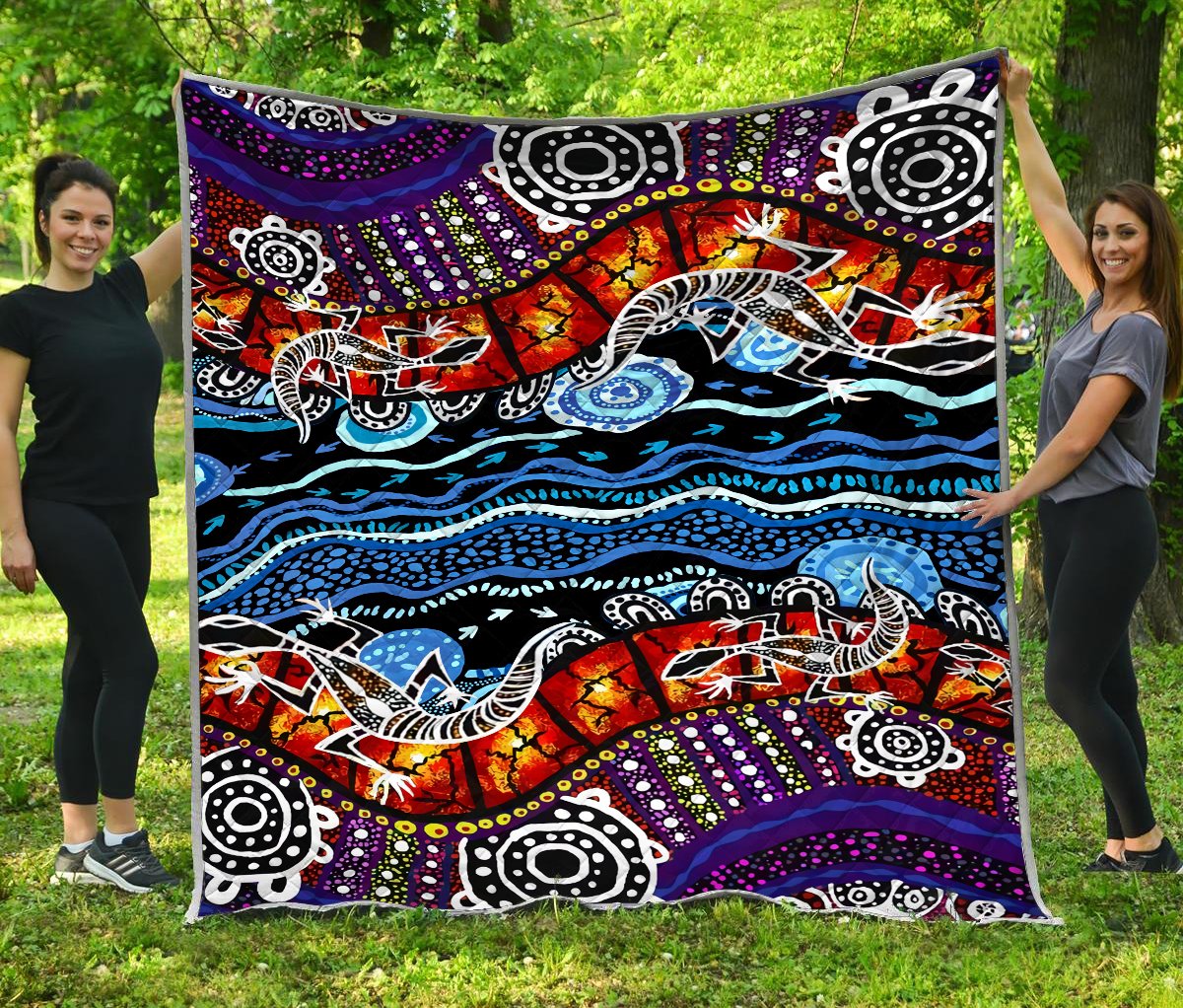 Aboriginal Decors Australian Gifts Colourful Lizards Quilt