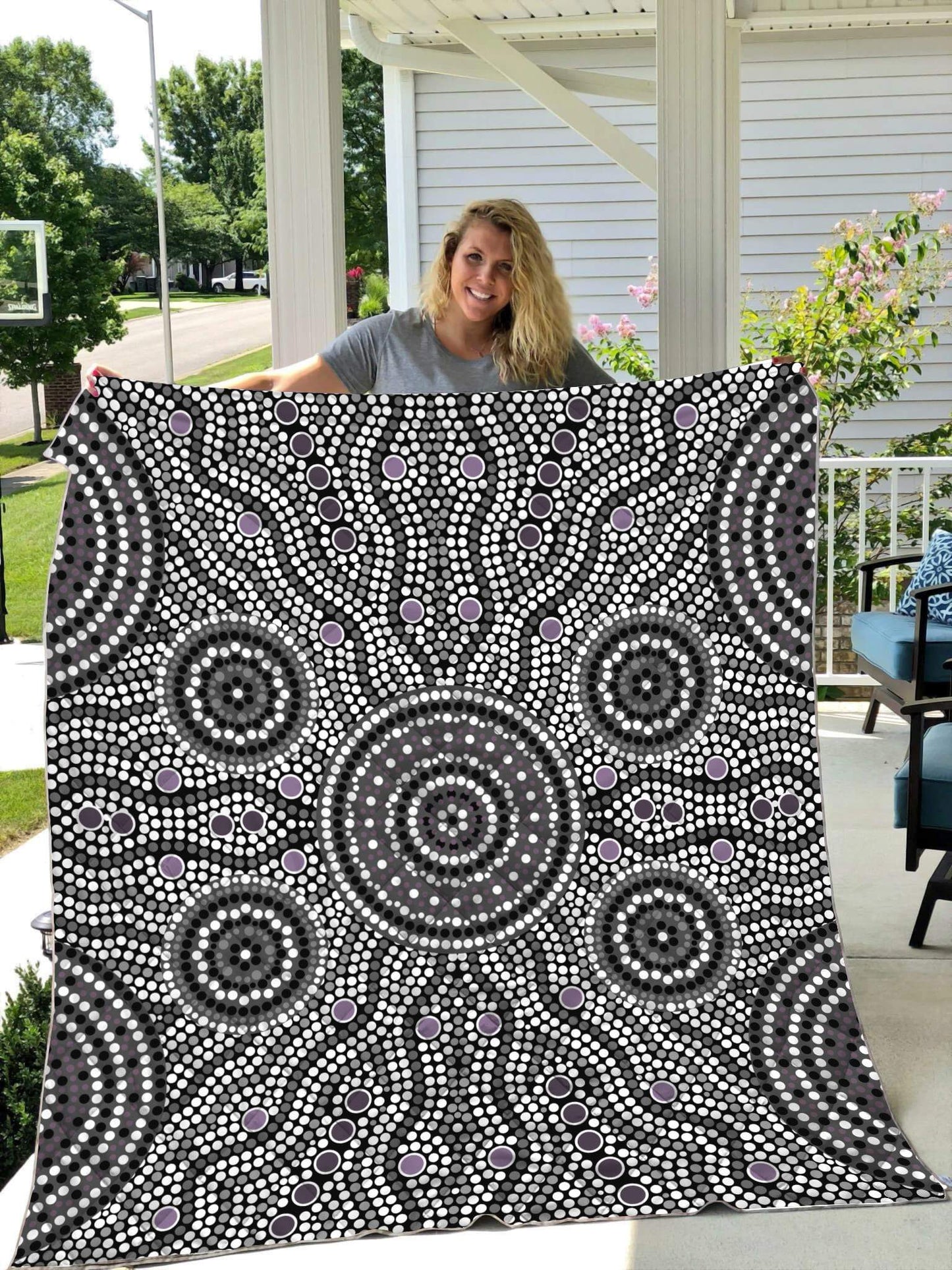 Aboriginal Decors Australian Gifts Grey Circle Dots Quilt