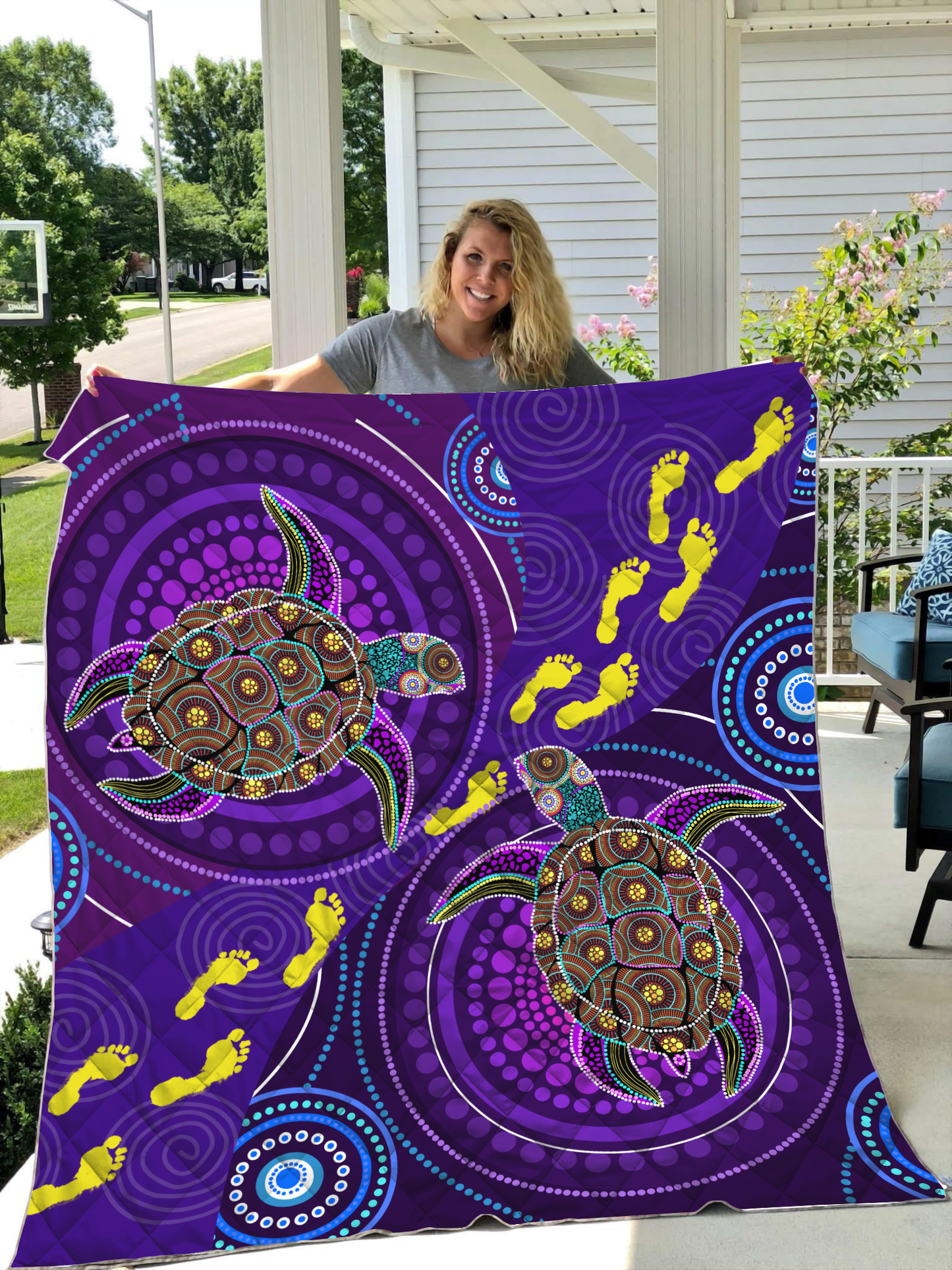 Aboriginal Decors Australian Gifts Purple Turtles Quilt
