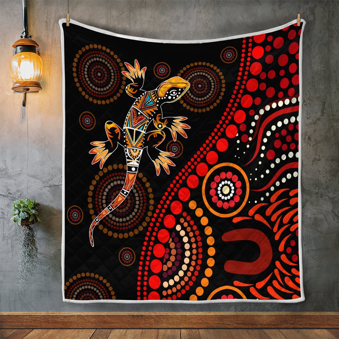 Aboriginal Decors Australian Gifts Lizard Sun Style Quilt