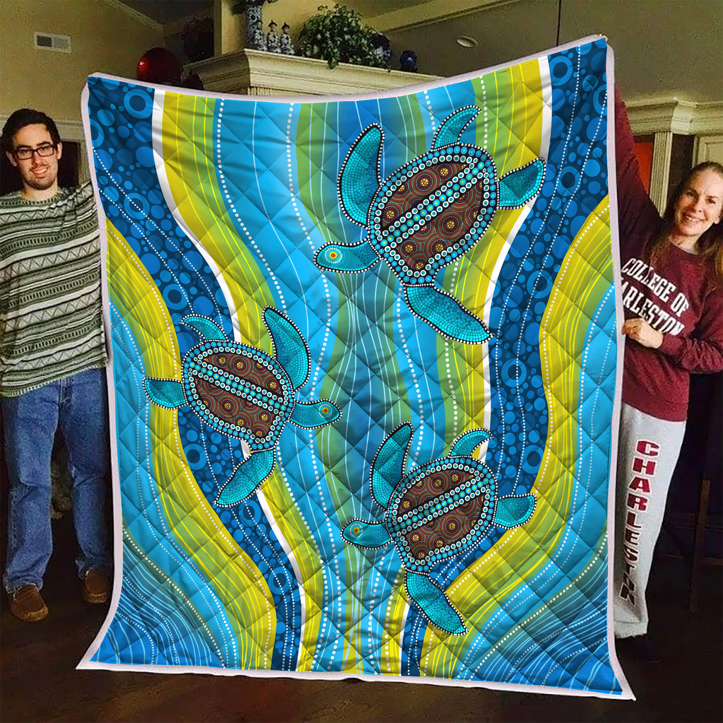 Aboriginal Decors Australian Gifts Blue Turtles Quilt