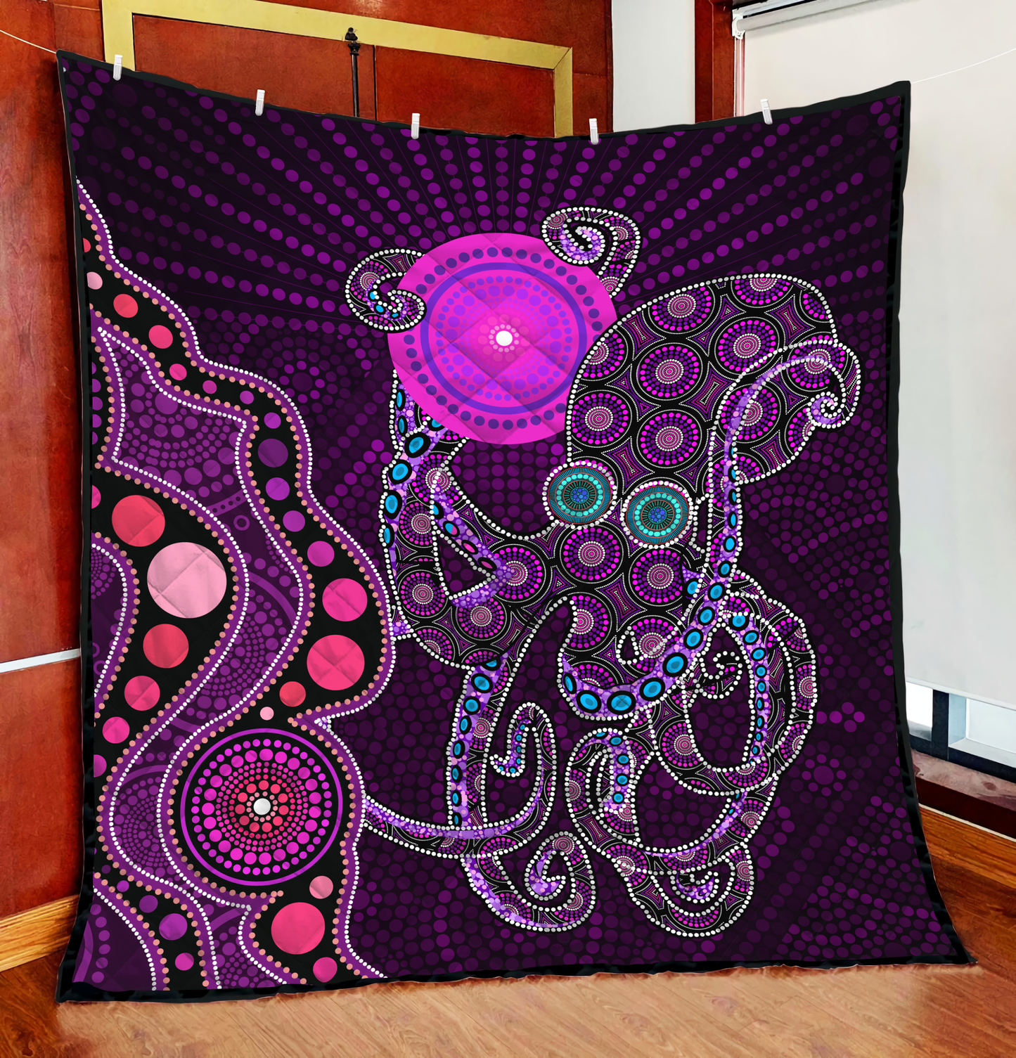 Aboriginal Decors Australian Gifts Purple Octopus Quilt