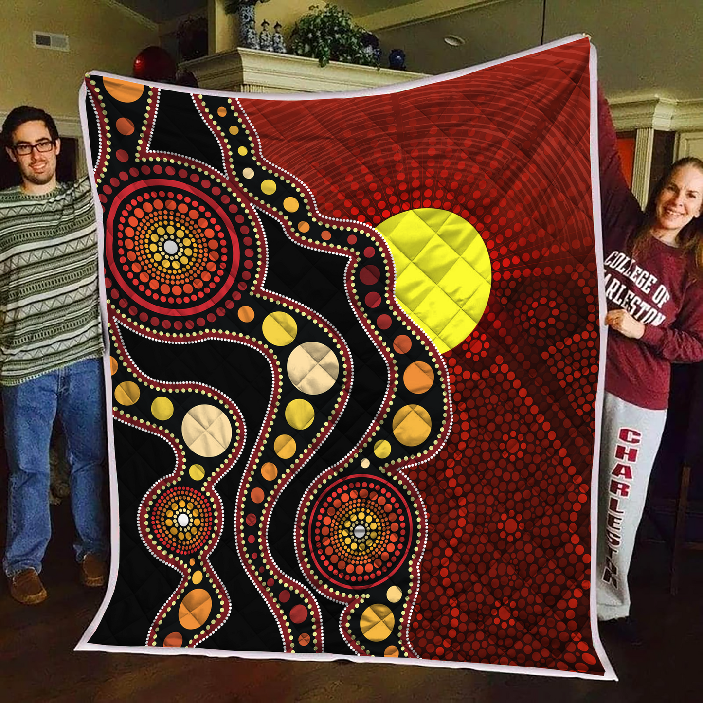 Aboriginal Decors Australian Gifts Flag Circle Dot Quilt