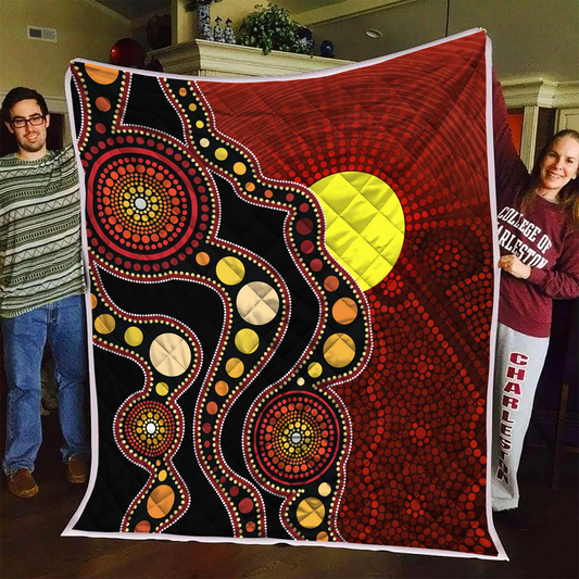 Aboriginal Decors Australian Gifts Flag Circle Dot Quilt
