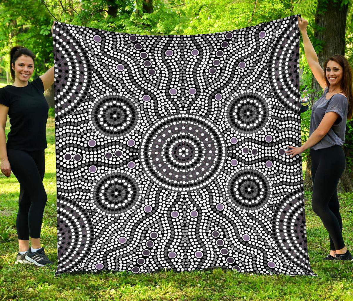 Aboriginal Decors Australian Gifts Grey Circle Dots Quilt