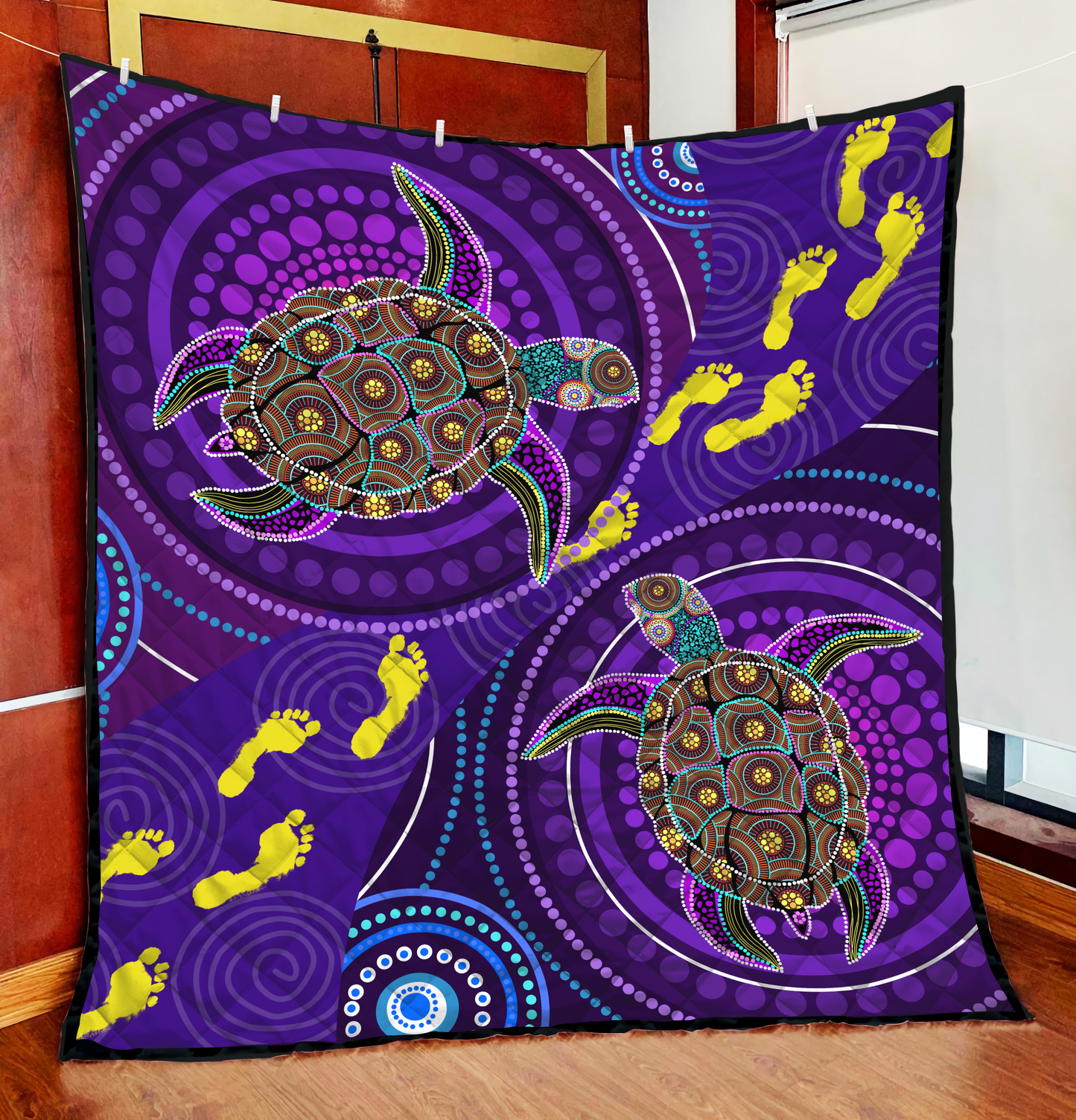 Aboriginal Decors Australian Gifts Purple Turtles Quilt