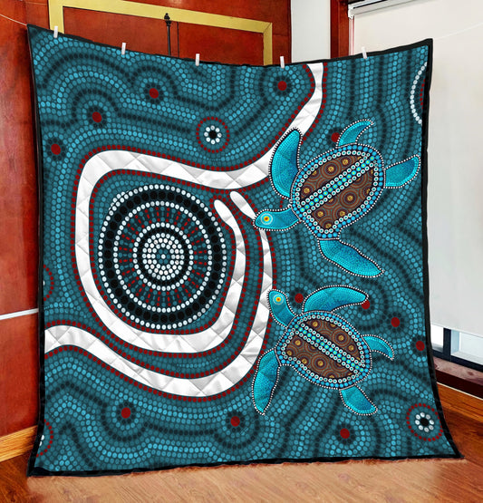 Aboriginal Decors Australian Gifts Blue turtles Quilt