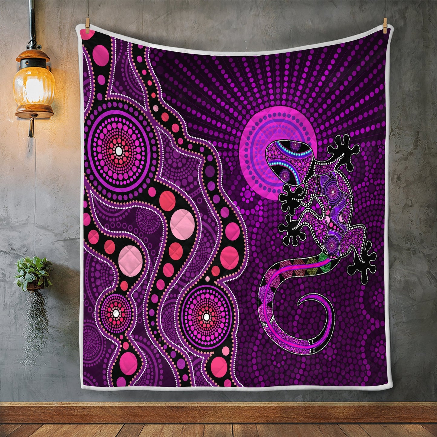 Aboriginal Decors Australian Gifts Purple Lizard Sun Quilt