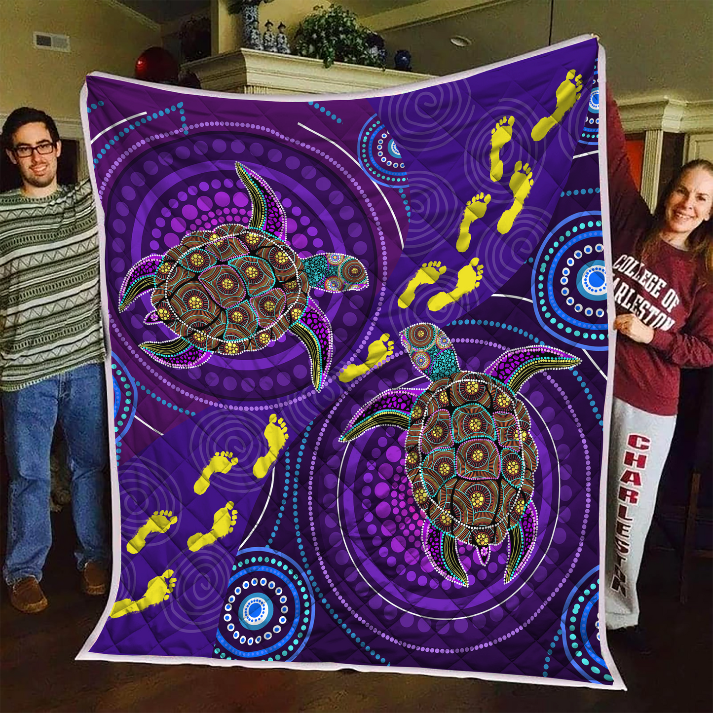 Aboriginal Decors Australian Gifts Purple Turtles Quilt