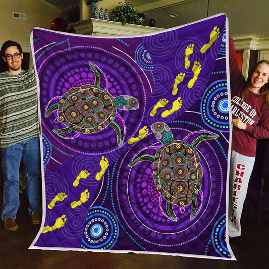 Aboriginal Decors Australian Gifts Purple Turtles Quilt