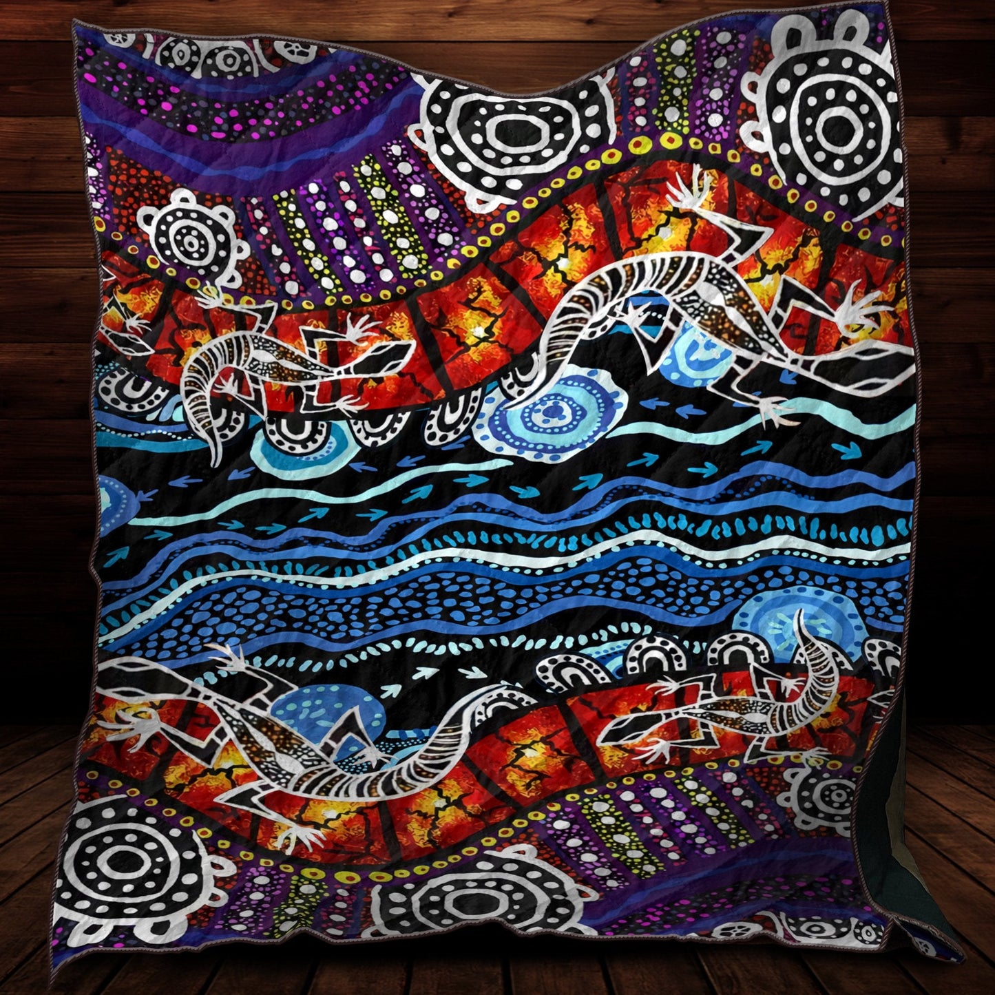 Aboriginal Decors Australian Gifts Colourful Lizards Quilt