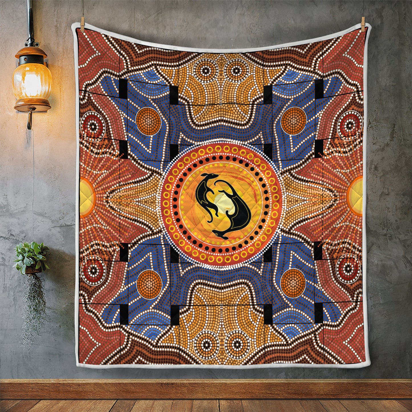 Aboriginal Decors Australian Gifts Kangaroos Yinyang Quilt