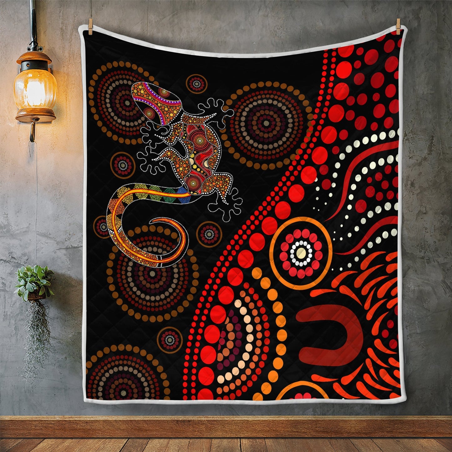 Aboriginal Decors Australian Gifts Lizard Sun Style Quilt