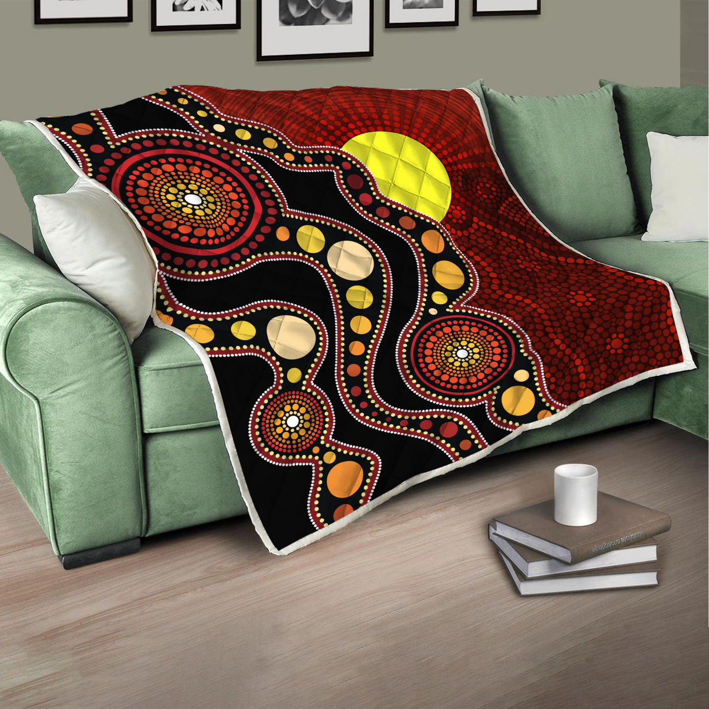 Aboriginal Decors Australian Gifts Flag Circle Dot Quilt