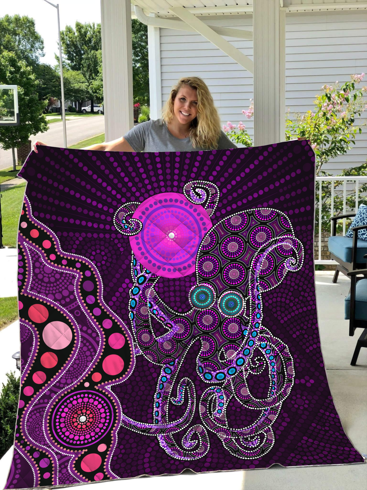 Aboriginal Decors Australian Gifts Purple Octopus Quilt