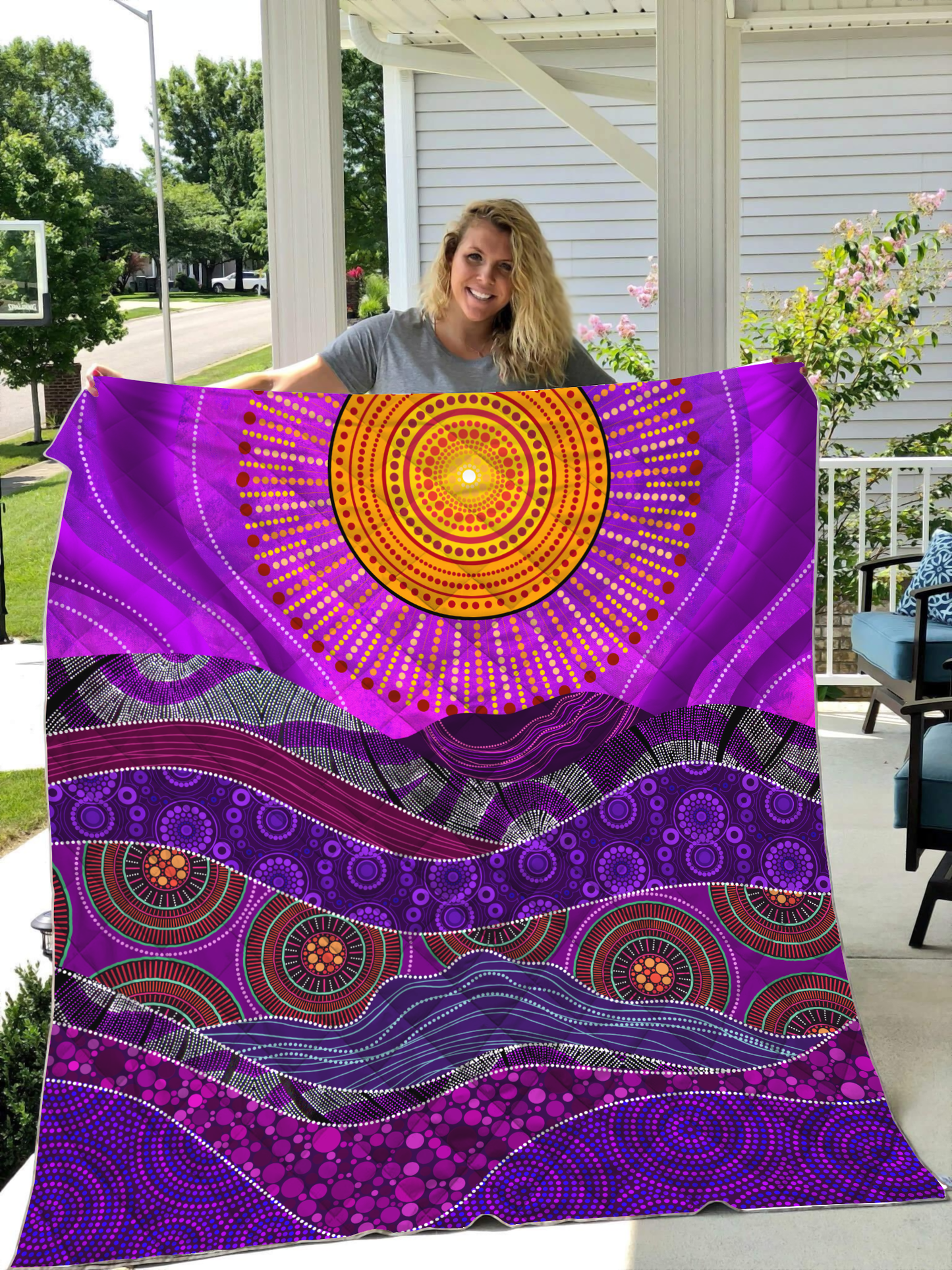 Aboriginal Decors Australian Gifts the purple sun Quilt