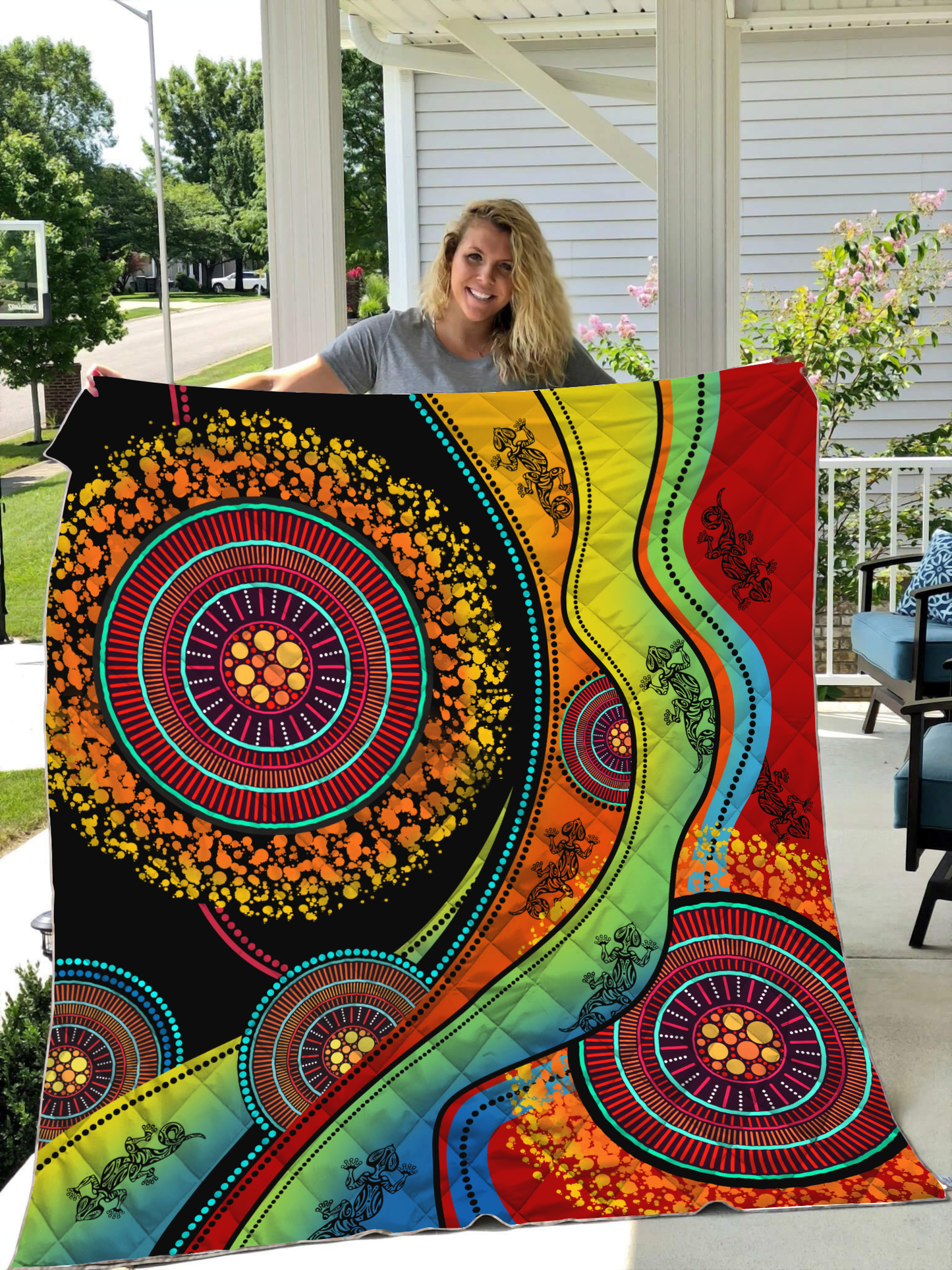 Aboriginal Decors Australian Gifts Lizards Dreamtime Quilt