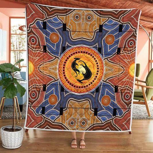 Aboriginal Decors Australian Gifts Kangaroos Yinyang Quilt
