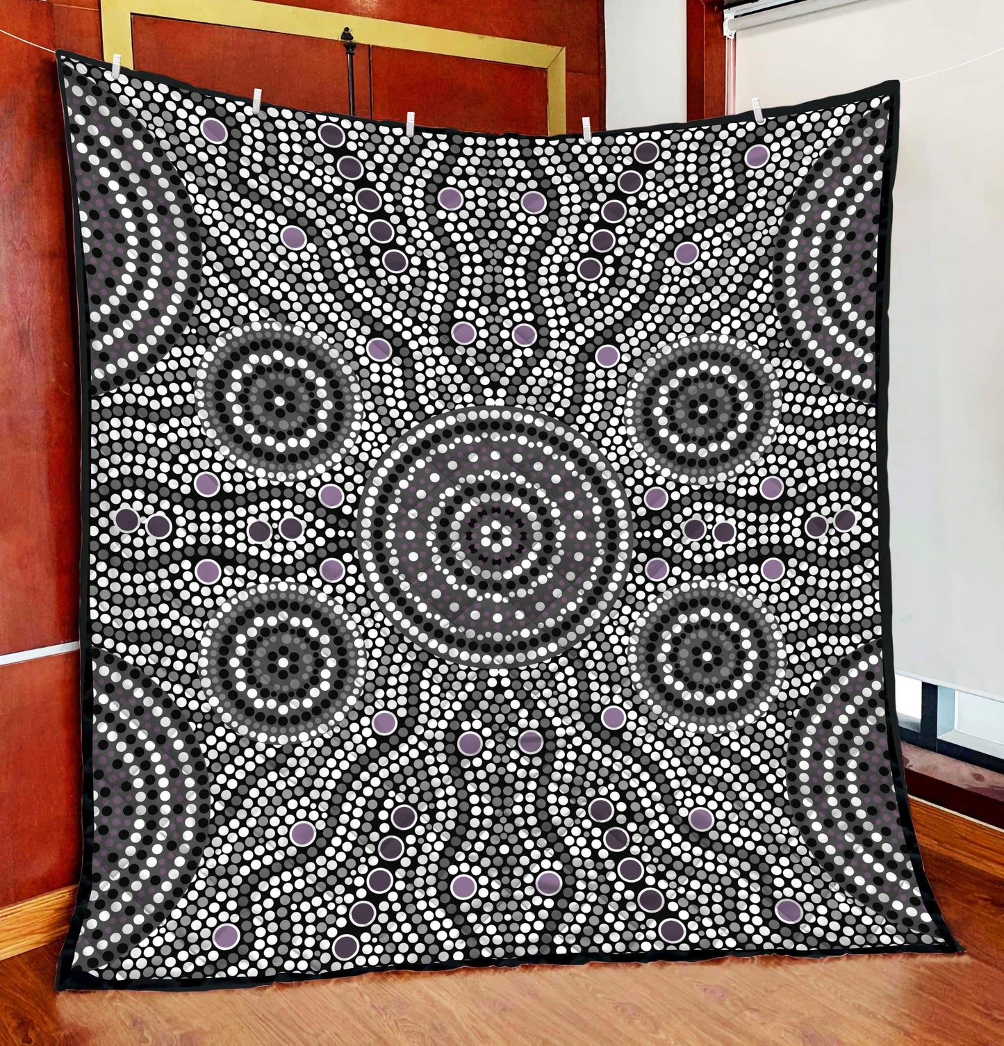 Aboriginal Decors Australian Gifts Grey Circle Dots Quilt
