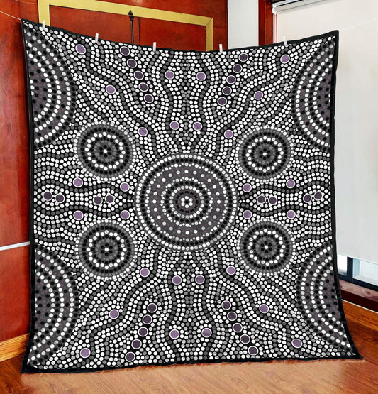 Aboriginal Decors Australian Gifts Grey Circle Dots Quilt