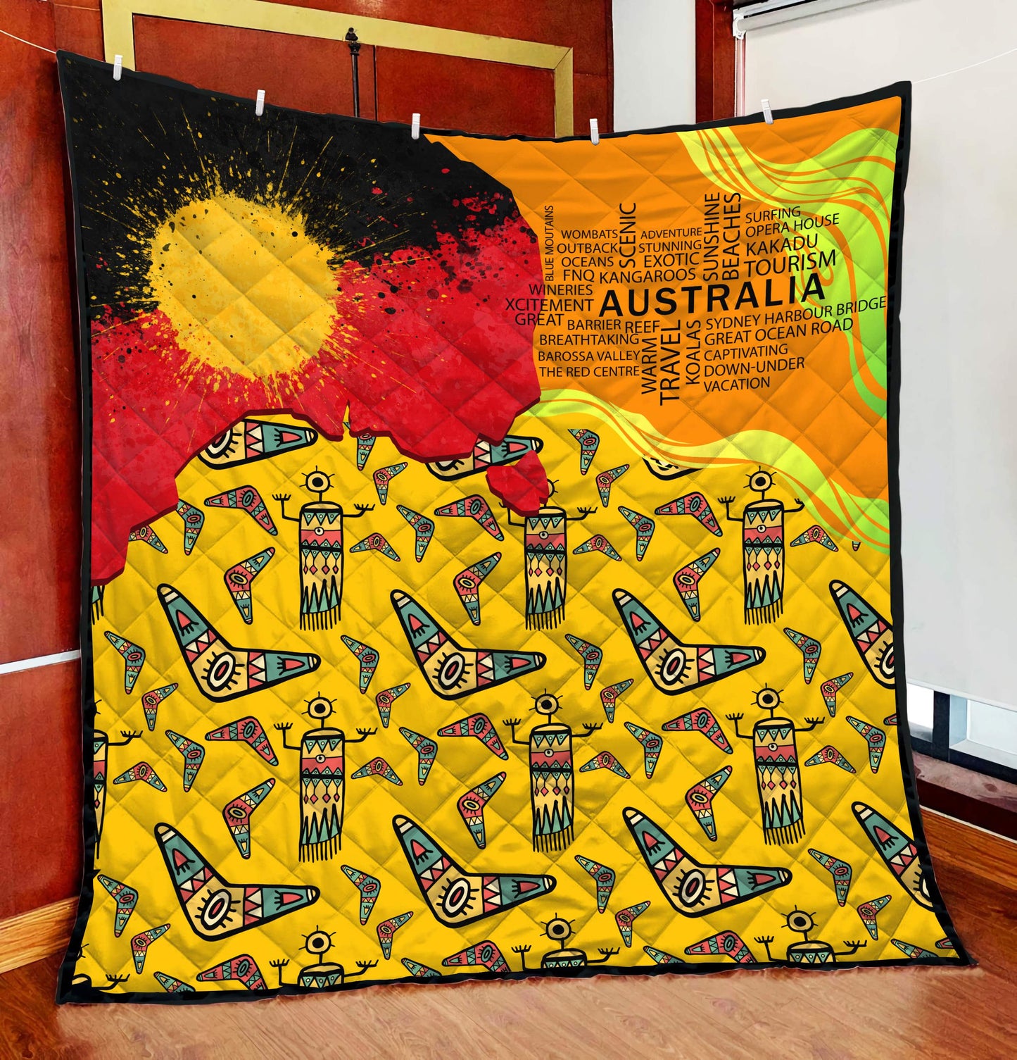 Aboriginal Decors Australian Gifts Boomerang Indigenous Quilt