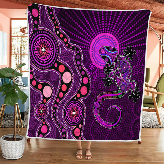 Aboriginal Decors Australian Gifts Purple Lizard Sun Quilt