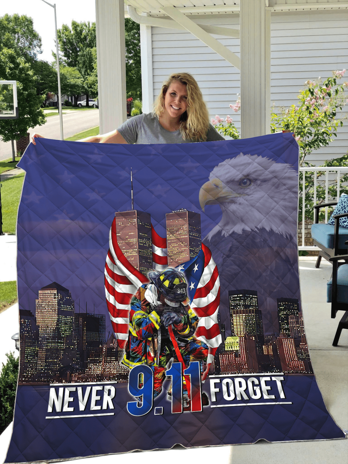 Never Forget Firefighter Quilt Blanket