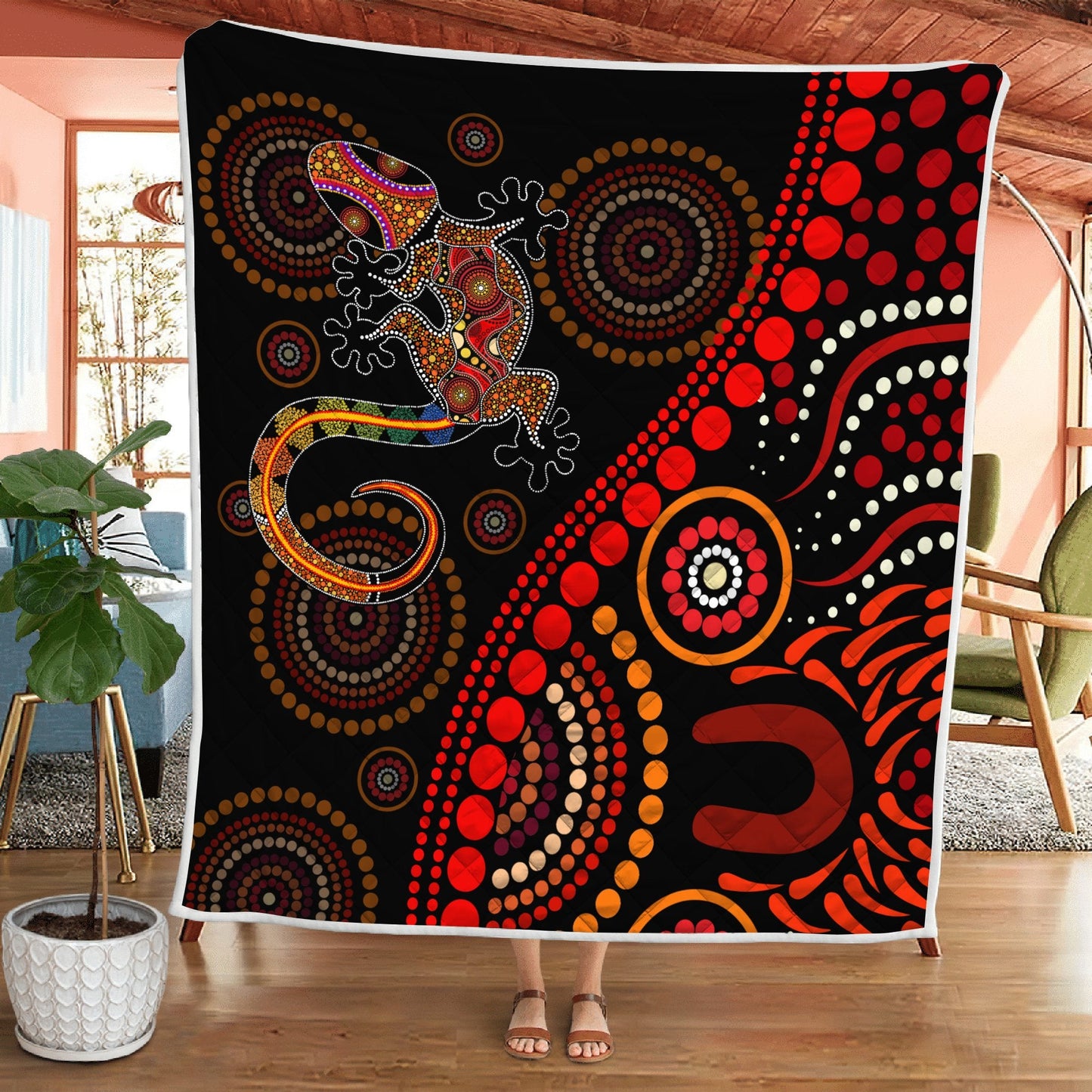 Aboriginal Decors Australian Gifts Lizard Sun Style Quilt