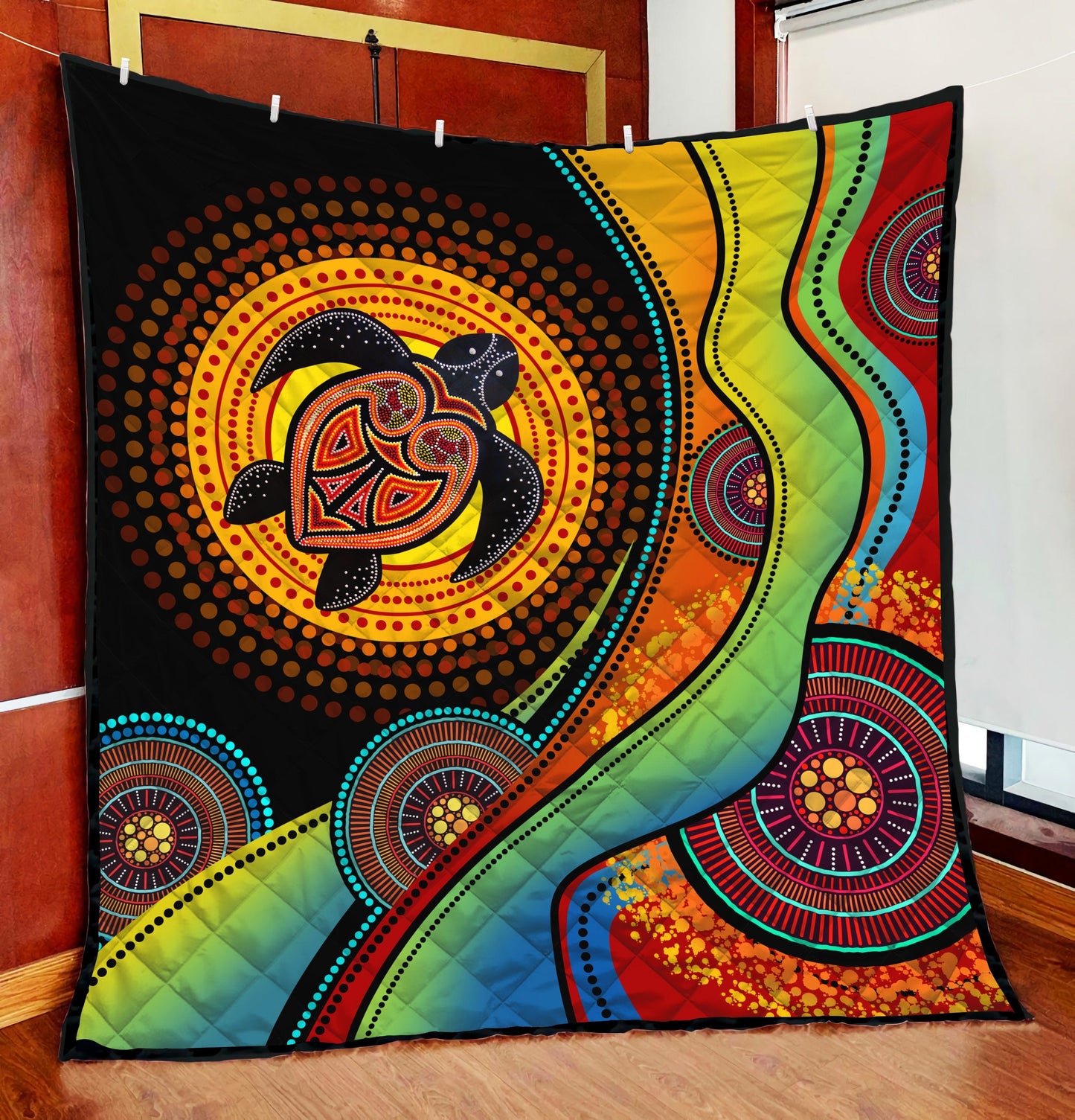 Aboriginal Decors Australian Gifts Green Turtle Quilt