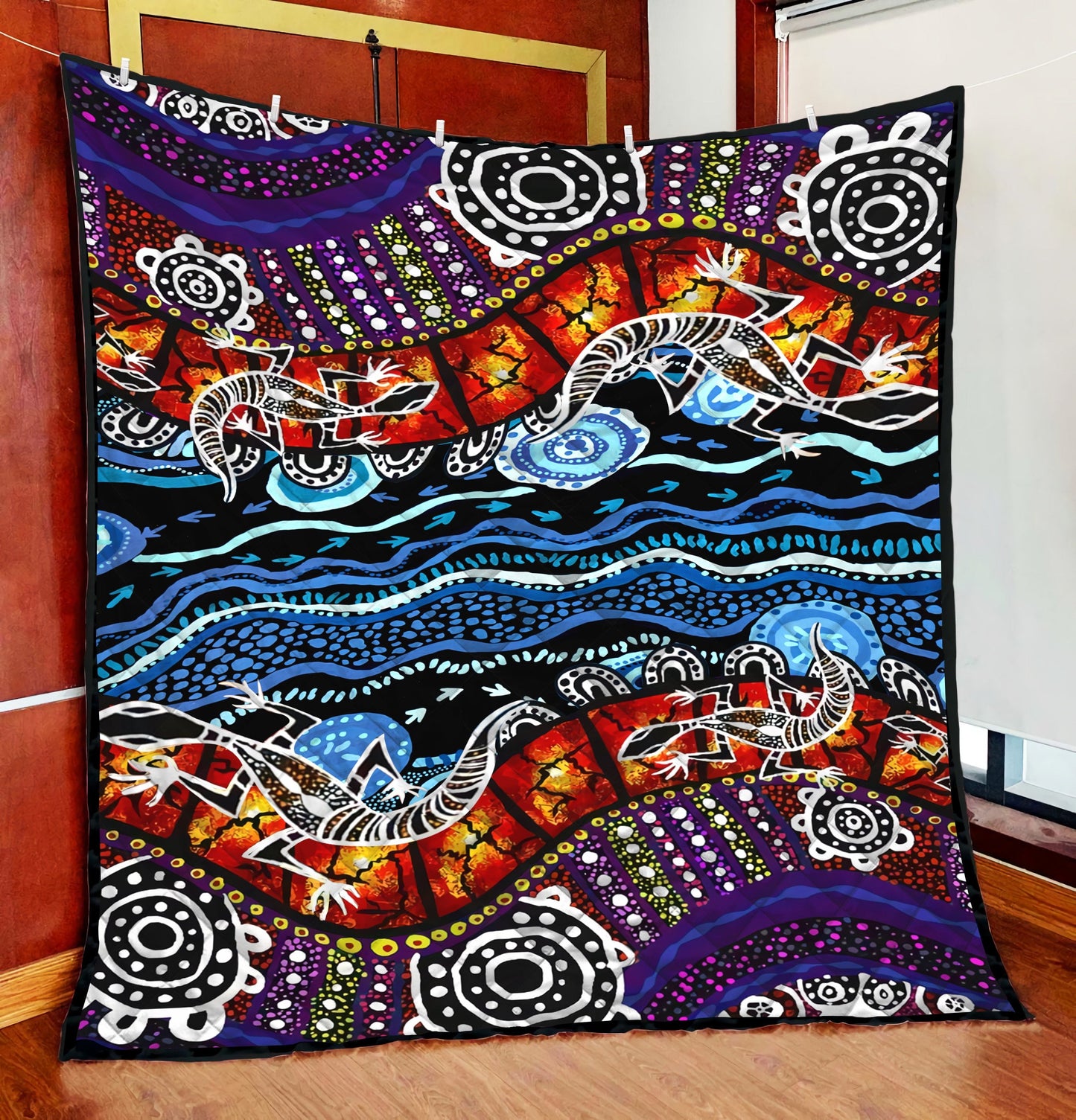 Aboriginal Decors Australian Gifts Colourful Lizards Quilt